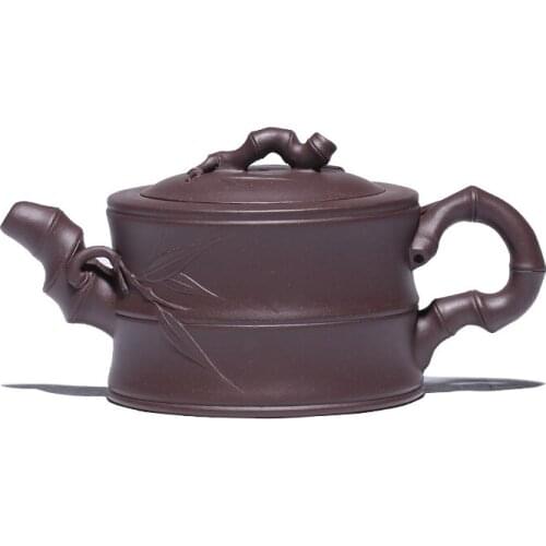 Yixing purple clay teapot master pure checking raw material purple clay bamboo pot tea making pot household kungfu teapot