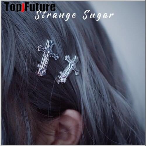 Girl Japanese Samurai Ninja pins Punk cross hairpin headdress pins hair pin Retro make old Jesus Cross earth cool dark hair clip