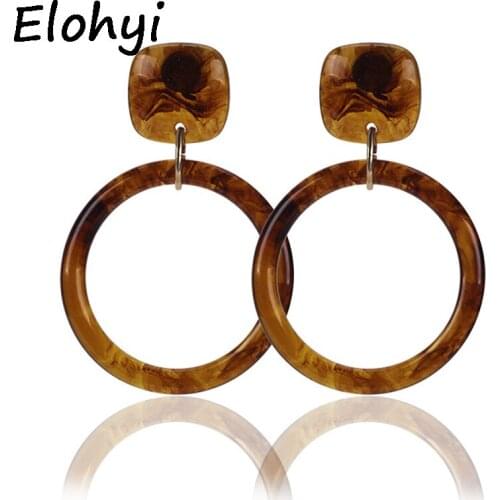 ELOHYI Women Drop Earrings Acrylic Round Leopard Earrings Geometric Acrylic Earrings Womens Wholesale