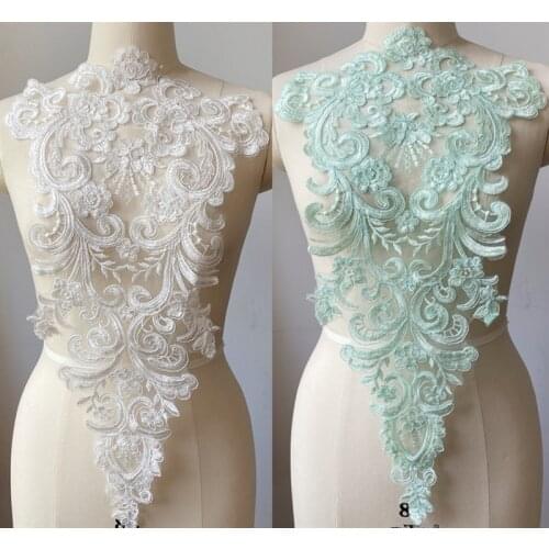 Gold Champagne Grey Off white Embroidery lace flower applique skirt accessories accessories diy material clothing