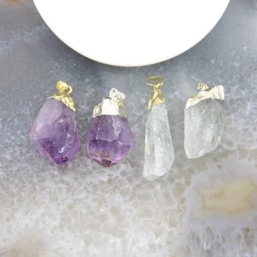 1pcs Natural Amethysts Irregular Rough Nugget Stone Pendants Raw Crystal Quartz Necklace Charms DIY Jewelry For Women Gift