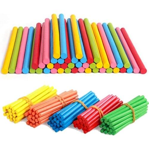 100pcs Bamboo Color Counting Sticks Montessori Teaching Aids Mathematics Counting Rod Kids Preschool Math Learning Toy for Child