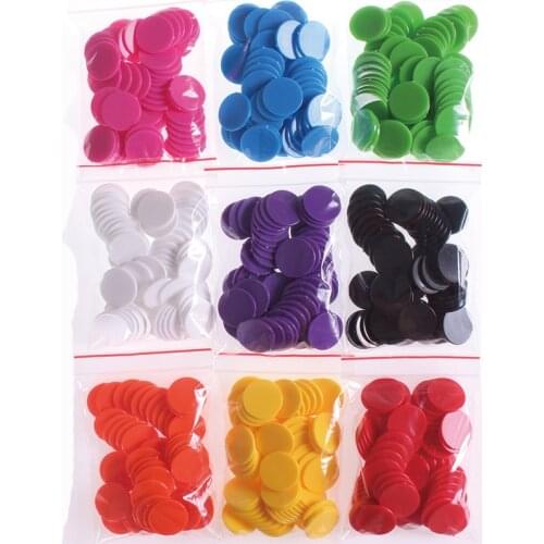 100PCS/SET Plastic Poker Chips Casino Markers Family Club Board Games Creative Gift 9 Colours Education Plastic Chips 30mm