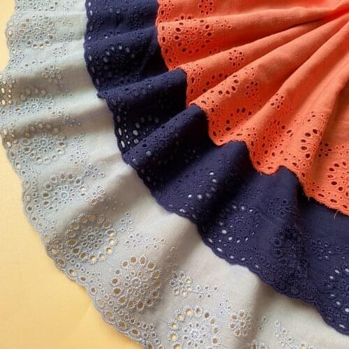 5Yard/Lot DIY Handmade Cotton Cloth Navy Grey Red Embroidered Lace Trim Women Clothes Dress Fabric Width 20CM Sewing Accessories