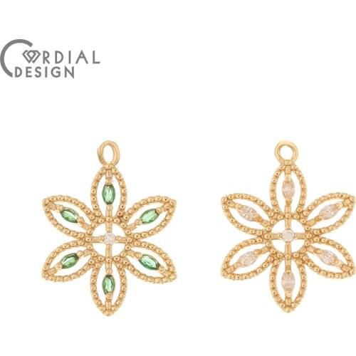 Cordial Design 50Pcs 17*21MM Jewelry Accessories/Hand Made/Charms/Flower Shape/Necklaces Findings/CZ Pendant/DIY Jewelry Making