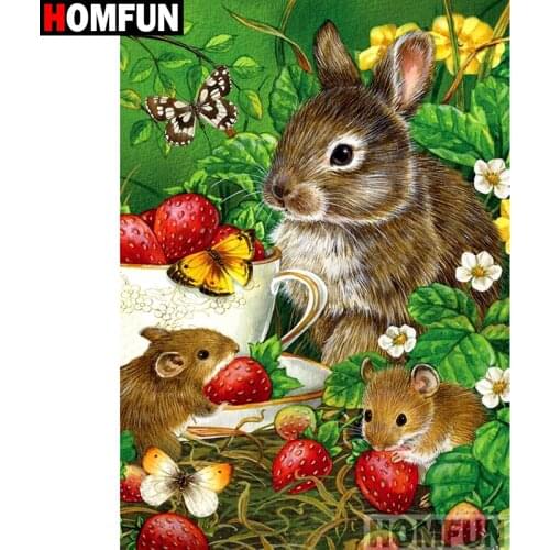 HOMFUN Full Square/Round Drill 5D DIY Diamond Painting "Cartoon rabbit" Embroidery Cross Stitch 3D Home Decor Gift A13277