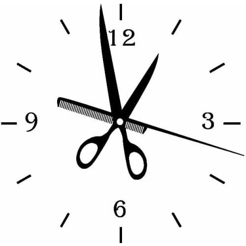 Car Sticker Hair Salon Clock Art Deco Barber Shop Hair Stylist PVC Car Accessories Applique Creative Black/White,15cm*15cm