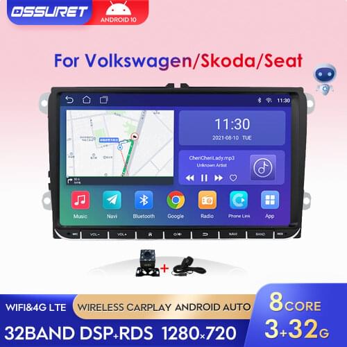 Android10 2Din Car Radio Stereo Player For Polo Golf Passat B6 CC Tiguan TOURAN Skoda Octavia SCIROCCO CADDY Beetle GPS Navi SWC