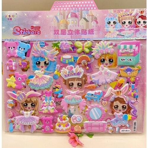 Childrens DIY handmade princess stickers for children double-layer cartoon little girls change clothes bubble stereo stickers