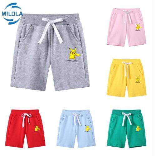 Pokemon Childrens Pants Boys Girls Kids Summer New Five-point Pants Pikachu Baby Childrens Cotton Childrens Pants Clothing