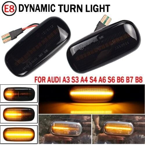 For Audi A3 S3 8P A4 S4 RS4 B6 B7 B8 A6 S6 RS6 C5 C7 Dynamic LED Blinker Side Marker Turn Signal Light Lamp