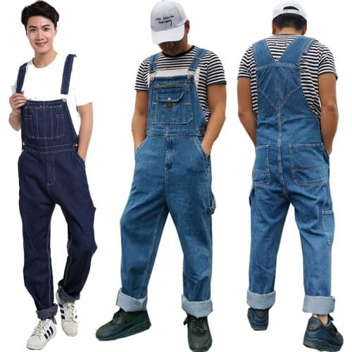 Jeans For Men Mens Denim Overalls Huge Denim Bib Pants Fashion Pocket Jumpsuits Jeans Men More sizes 30-44 46