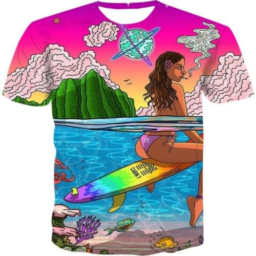 Mens Simple Character 3D Printing T-shirt Fashion Colorful Geometric Creative Design Cute Unique Short Sleeve 2021 Summer New