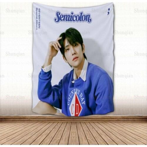 KPOP Seventeen JOSHUA And JUN Tapestry Colorful Psychedelic Decorative Carpet Wall For Living Room Tapestries Accessories 0512