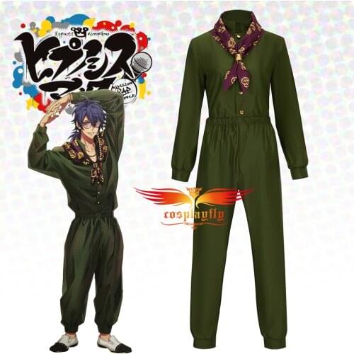 Game Division Rap Battle Arisugawa Dice Cosplay Costume Adult Women Mens Uniform Olive Green Top Pants Printed Scarf Halloween