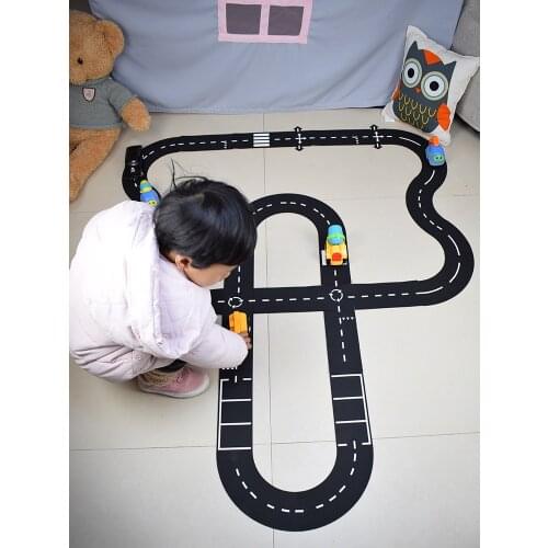 Children road building motorway toy car traffic roadway flexible PVC Puzzles Track Play Set DIY universal accessories game scene