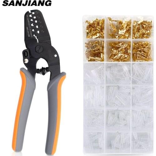 IWS-2412M 0.21-3.31mm² miniature open barrel Wire Crimping Tool kit 300pcs male and female wiring connectors terminal crimp set