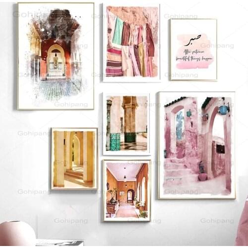Canvas Painting Colorful Arch Mexico Gate Building Quotes Wall Art Posters and Prints Nordic Wall Pictures for Living Room Decor