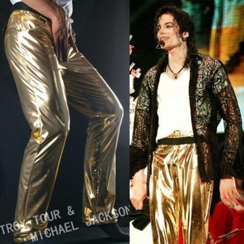 Classic MJ Michael Jackson History BAD Classic Golden Pants Trousers Free shipping for Performance Gift