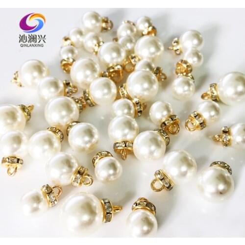 New!!10mm/12mm/14mm Super beauty ABS pear+alloy Set with diamonds Hanging beads DIY jewelry accessories