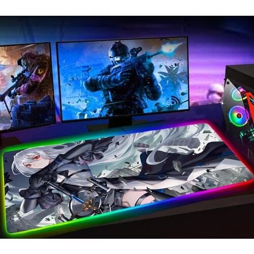 Arknights Mouse Pad RGB Computer Gaming Accessories Mousepad LED Backlit Mause Pad Large Mousepad XXL for Desk Keyboard Mice Mat