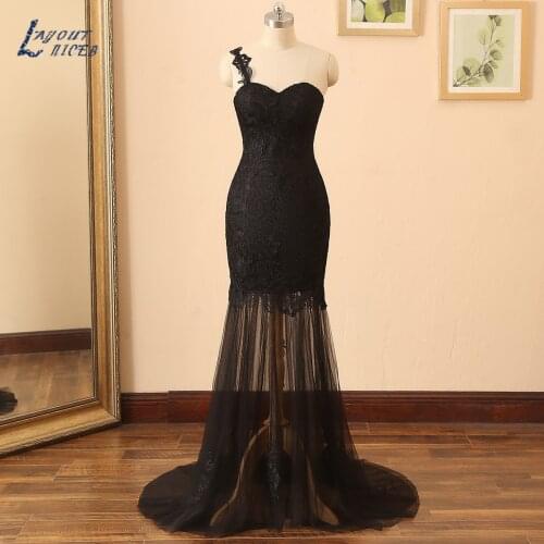LAYOUT NICEB One Shoulder Mermaid Evening Dresses Sweetheart Neck Vestido De Noiva Illusion Skirt Lace Prom Gowns
