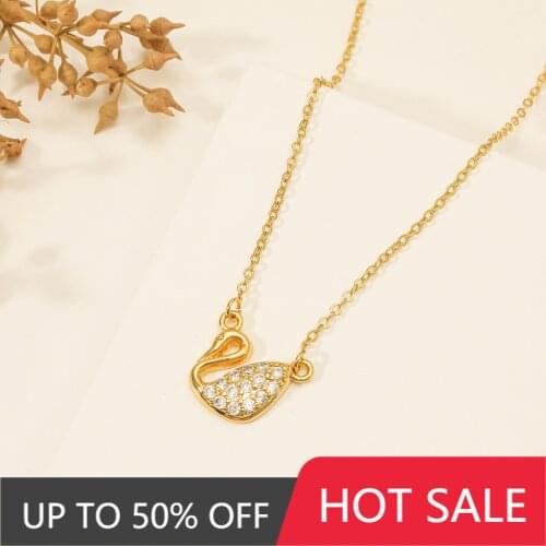 Hot Sell Swan Necklace Female Korean Simple Gold Color Clavicle Chain Pendant Necklace Titanium Steel Anti-fading Accessories