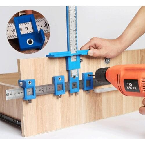 Woodworking Tools Set Drill Bit Jig Tools Drill Guide Set Hole Punch Sleeve Cabinet Hardware Woodwork Drawer Locator Dowel Jig