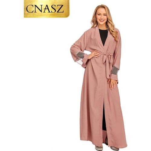 New Fashion Special Back Side Luxury Sequins Embroidery Turkey Clothing Islamic Dress Open Abaya Turkey Middle East Women Abaya