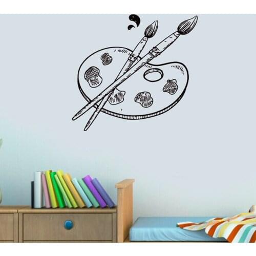 Palette And Brushes Painting Wall Sticker Home Decor Kids Children Room Decoration Wallpaper Art Murals Nursery Wall Decals