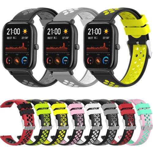 Silicone Strap for Xiaomi Huami Amazfit GTS / GTR 47mm 42mm band for Amazfit 3 Bip lite/Pace/Stratos 2 Watch Bracelet Watchband