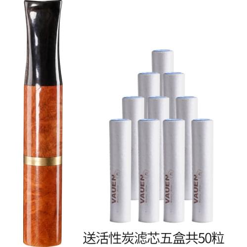 New 1pcs cigarette holder Natural yak horn+woodiness cigarette filters cigarette and Mens Cigarettes smoking pipe 9mm flue