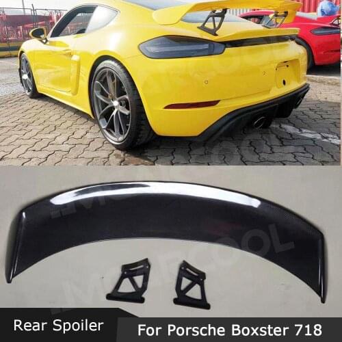 Carbon Fiber Rear Trunk Spoiler Lip Wings Car Decoration for Porsche Cayman Boxster 981 986 987 718 GT4 GT 2016 2017 2018 2019