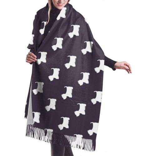 West Highland White Terrier Dog Print Womens Scarf Shawl Winter Scarf Women Imitation Cashmere 196*68cm Long Tassel Shawl
