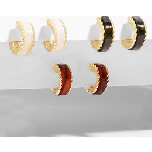 VKME 2021 Korean Acrylic Hoop Earrings For Women Unusual Earrings Fashion Twist Round Metal Drop Earings Jewelry