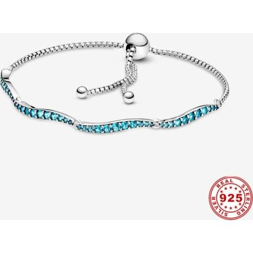 Summer Style S925 Sterling Sliver Color Blue Zircon Bracelet For Women Jewelry