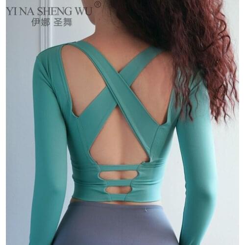 Womens Sports Yoga Top For Backless Running Jogging Seamless Long Sleeve Gym Woman Sport Shirt Female Workout Tops T-shirt New