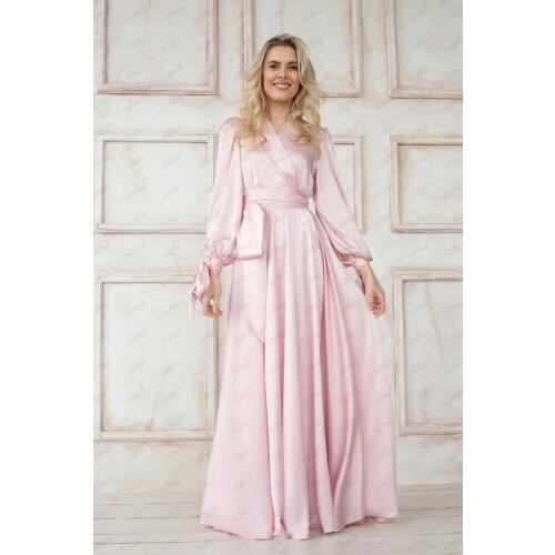 LO&LI Robe Satin Wedding Party Dress Robe De Soiree Longue Formal Simple Robe De Soiree Bride To Be атласное платье