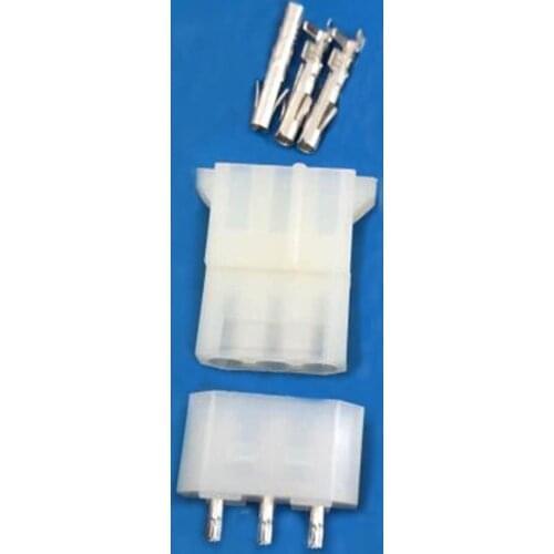 1SET 5.08mm 3 Pin White Transparent Nylon Female Connector+Straight pin welded plate+Terminal 8981 IDE Power Plug for 18-24AWG W