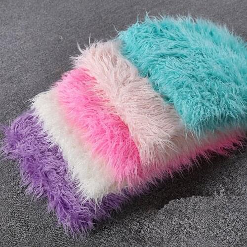 10 Colors Solid 6cm Long Pile Fluffy Faux Mongolian Fur Fabric Newborn Baby Photography Props Fake Tibet Sheep Fur Tissu