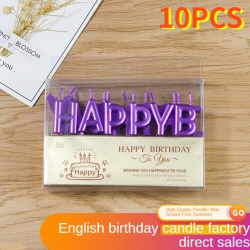 10 box Creative Happy Birthday Candle Cake Decoration Happy Birthday Gold Silver Alphabet Gold Candle Romantic Pair for Children