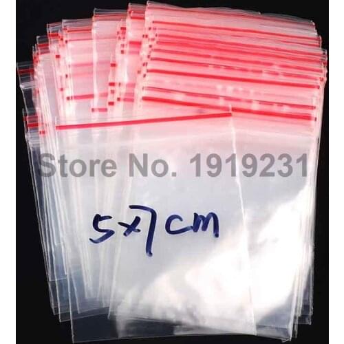 100PCS Ziplock Lock 5x7cm 5*7cm Zipped Poly Clear Bags Plastic Zip