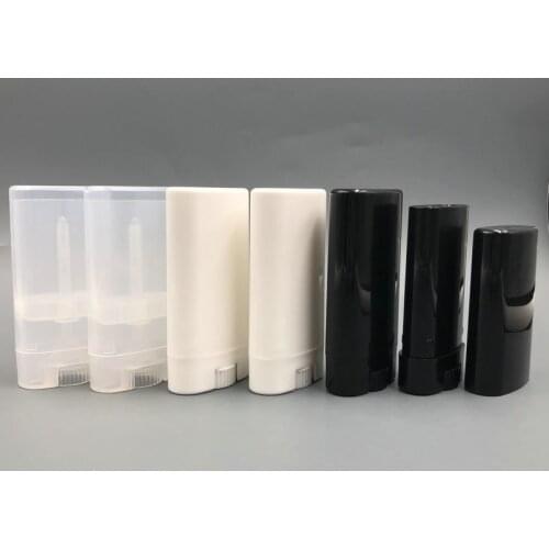 1000PCS 15ml 15g Transparent Clear, White, Black Empty Oval Flat Plastic Deodorant Stick Containers Lip Balm Tubes for Lipstick