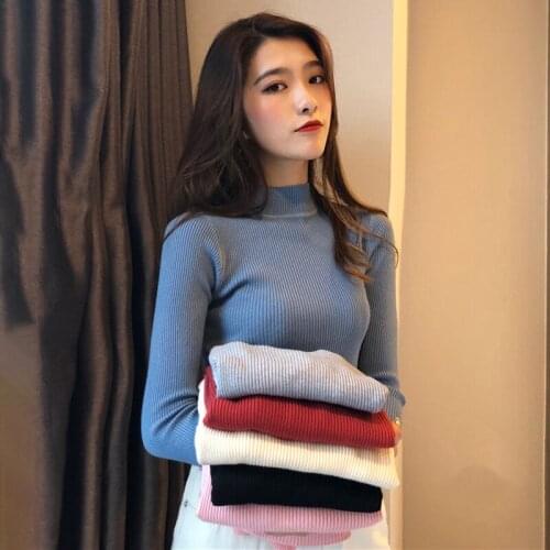 2019 Autumn Style Simple Sweater Women Long Sleeve Pullover Women Tops Basic Womens Sweaters High Quality Sweater Pull KBG64