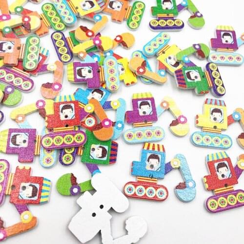 25/50pcs Large Wood Buttons Mixed Pattern Cartoons Sewing Button Scrapbooking Embellishments Crafts Decorative Boutons WB673