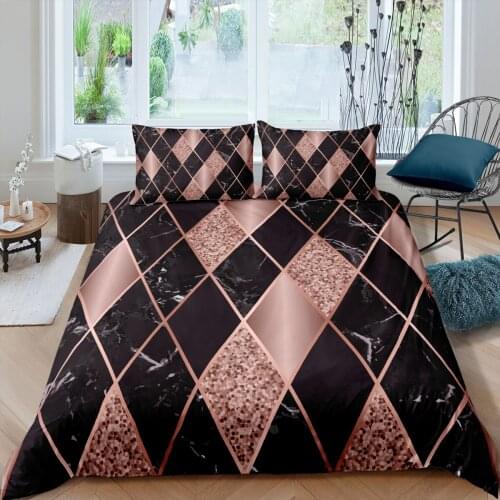 3D Geometric Pattern Soft Duvet Cover Pillowcase Marble Reactive Printed Bedding Set Single Twin Queen King Size Home Textiles