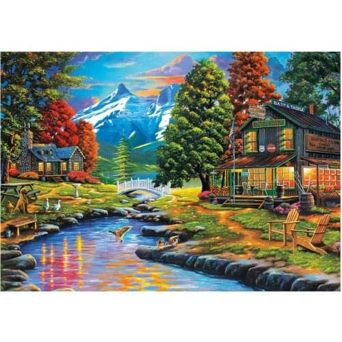 5D new full diamond cabin landscape mosaic diamond painting embroidery decoration home decoration