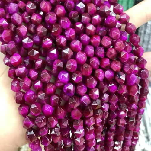 8mm Star Angle Faceted Natural Mei Red Tiger Eye Stone Beads Round Loose Gold Tiger Eye Stone Beads For Jewelry Making DIY 15