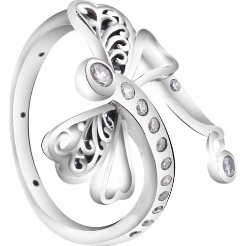 Ajax 925 Sterling Silver Butterfly Stylish Womens Wide Ring Female Wedding/Engagement Party Dating Girl Birthday Gift