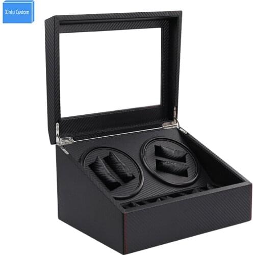 Black Carbon Automatic watch winder box 4+6 drawer storage display watches slient motor box for watches mechanism cases box